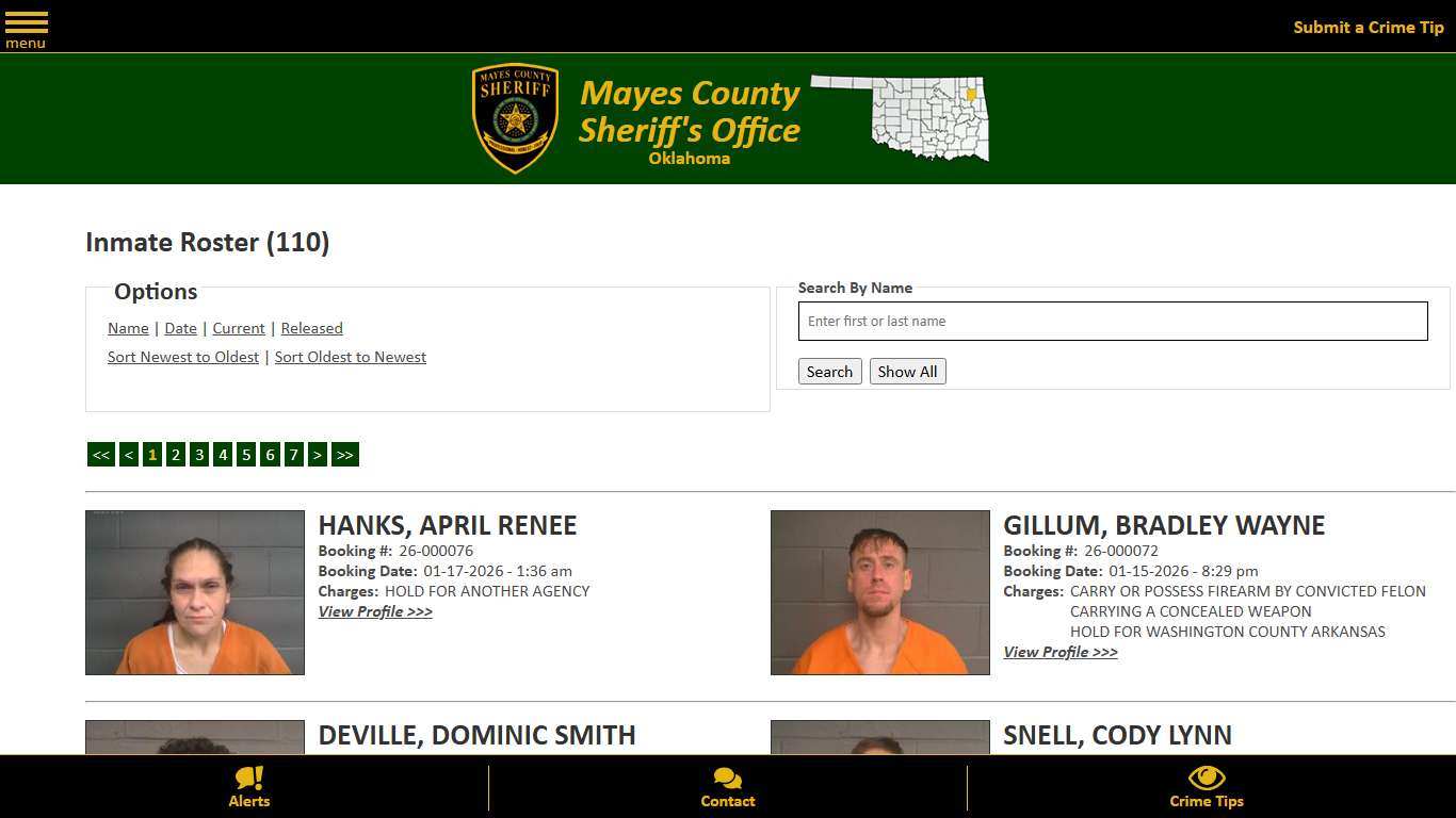 Inmate Roster - Current Inmates Booking Date Descending - Mayes County, OK Sheriff
